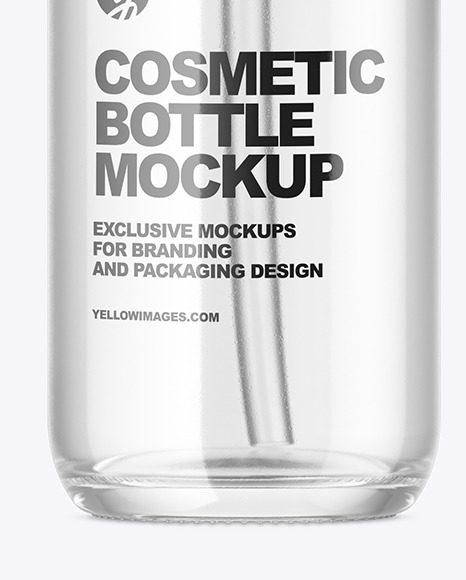 Clear Glass Cosmetic Bottle Mockup