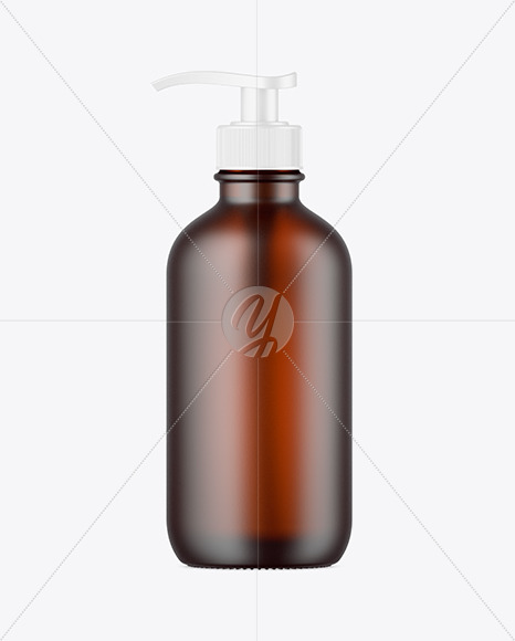 Frosted Amber Glass Cosmetic Bottle Mockup