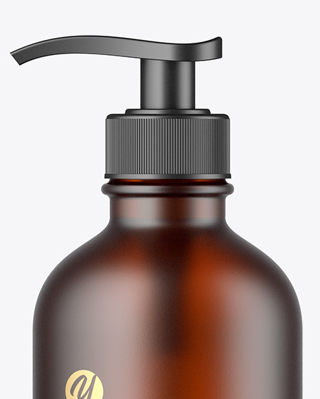 Frosted Amber Glass Cosmetic Bottle Mockup
