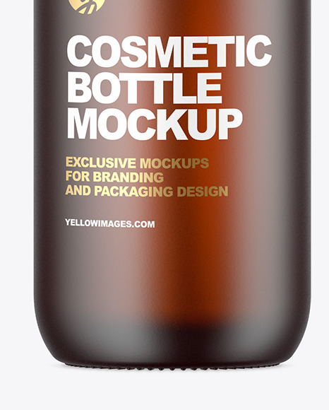 Frosted Amber Glass Cosmetic Bottle Mockup