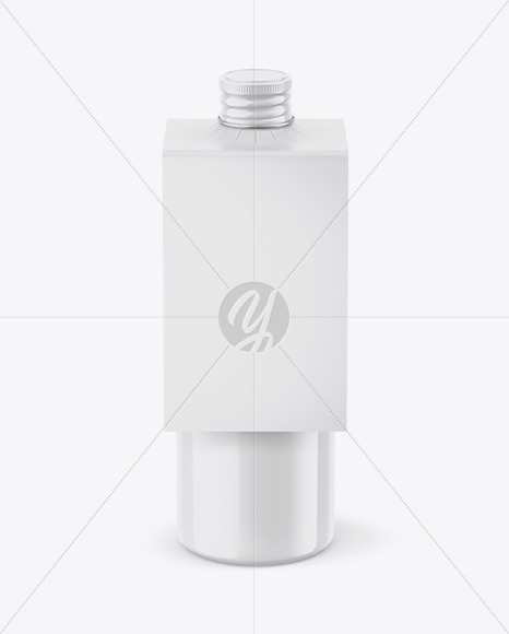 Glossy Bottle with Paper Label Mockup