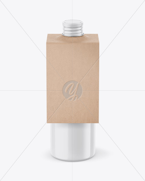 Glossy Bottle with Kraft Label Mockup