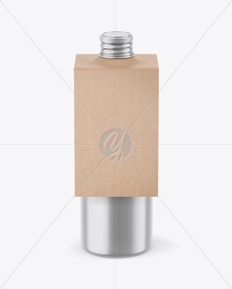 Metallic Bottle with Kraft Label Mockup