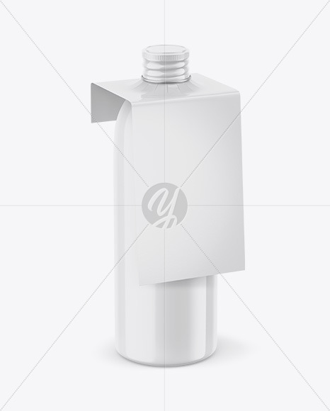 Glossy Bottle with Glossy Label Mockup