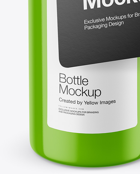 Glossy Bottle with Glossy Label Mockup