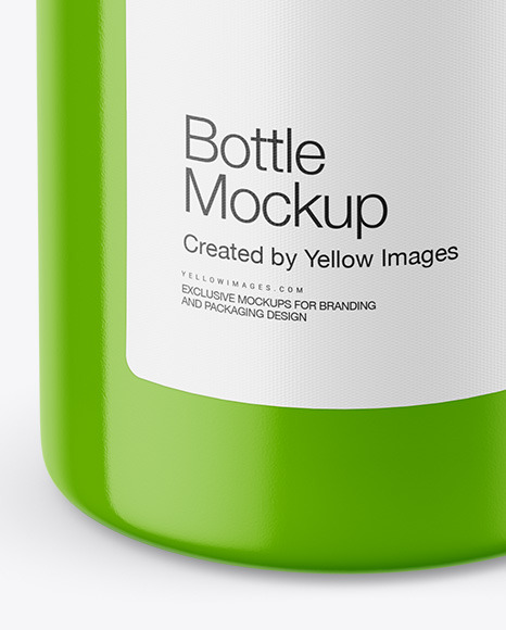 Glossy Bottle with Paper Label Mockup