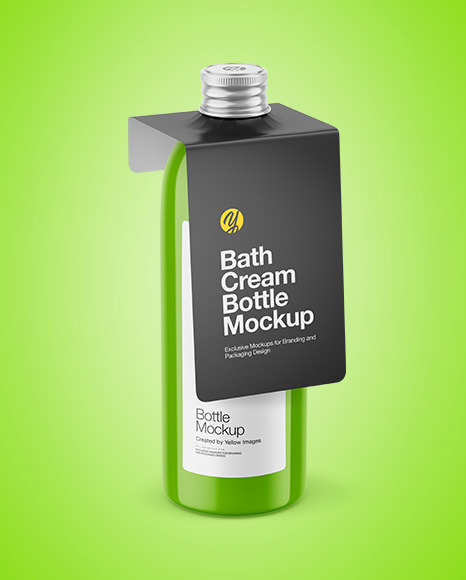 Glossy Bottle with Paper Label Mockup