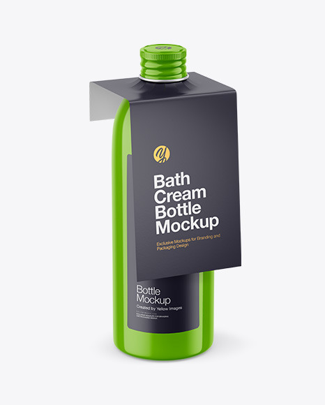 Glossy Bottle with Paper Label Mockup