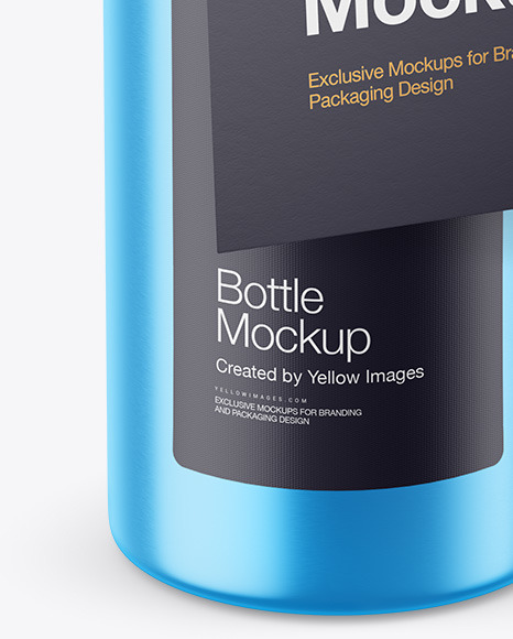 Metallic Bottle with Paper Label Mockup