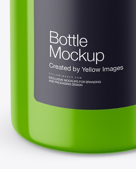 Glossy Bottle with Kraft Label Mockup