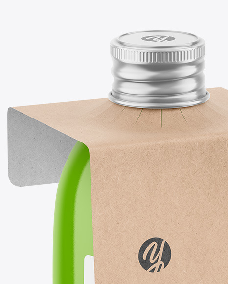 Glossy Bottle with Kraft Label Mockup