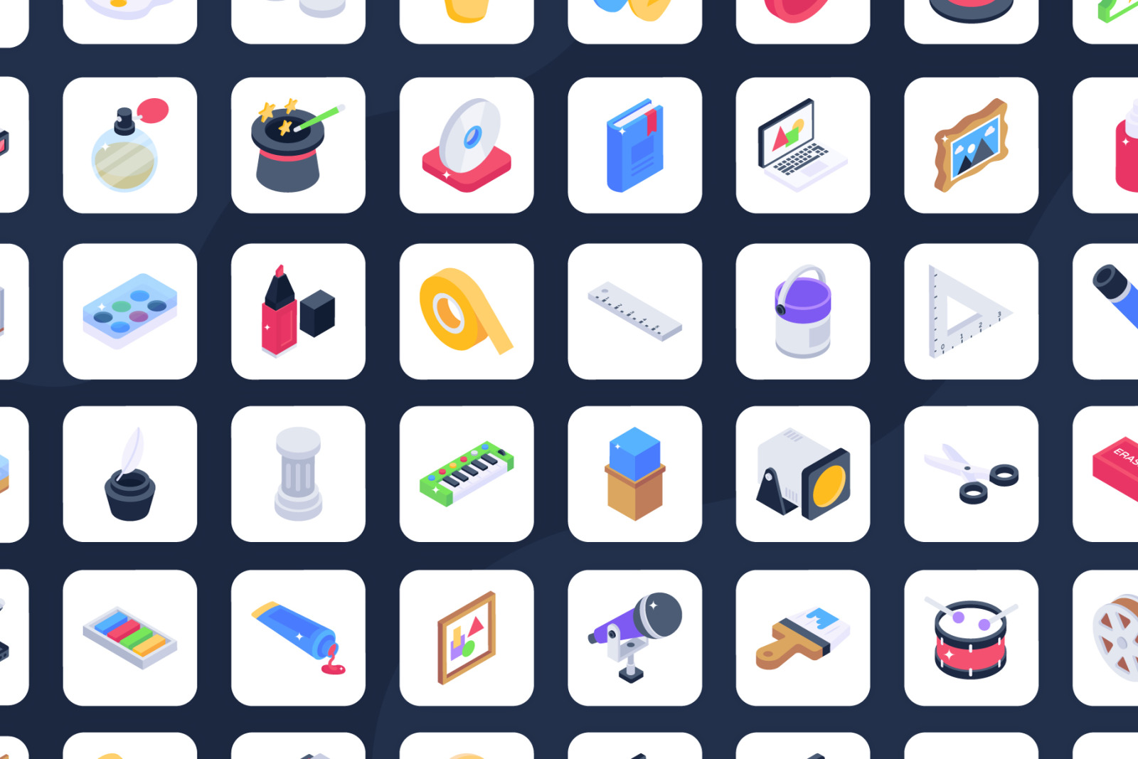 100 Isometric Art and Culture Icons