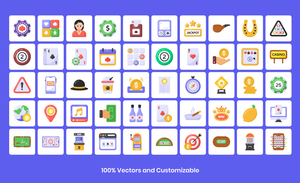 165 Flat Casino Icons