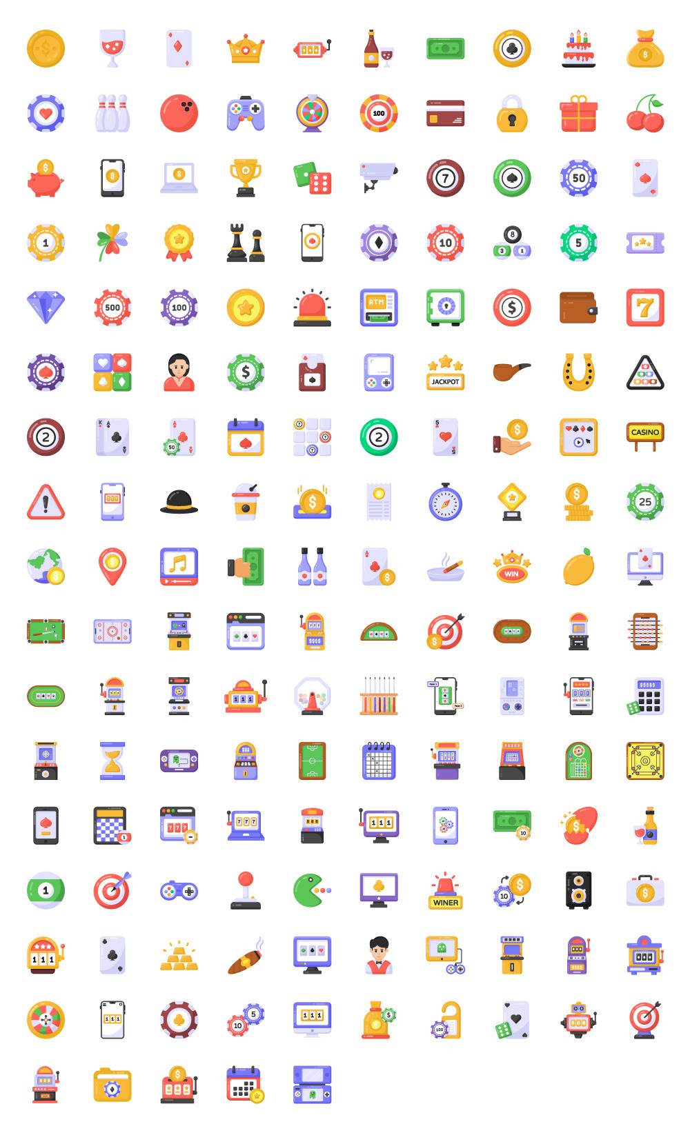 165 Flat Casino Icons