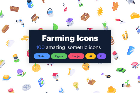 100 Isometric Farm Icons - Fertility