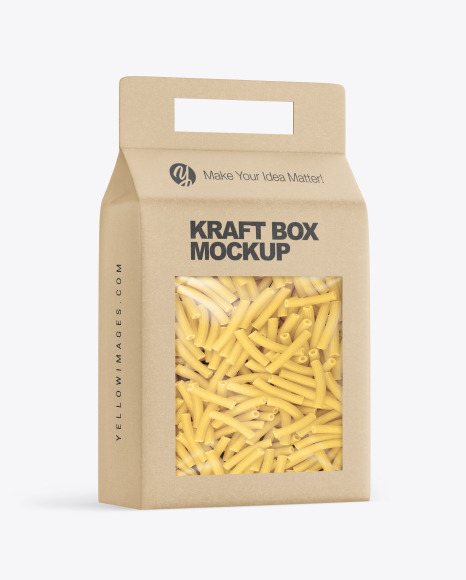 Kraft Box with Tortiglioni Pasta Mockup