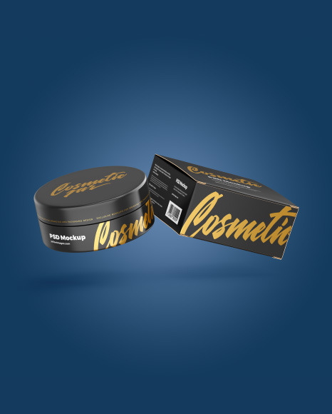 Box with Cosmetic Jar Mockup