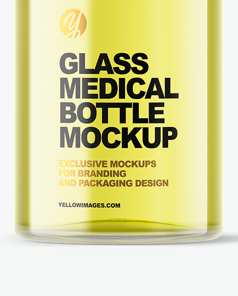 Clear Glass Medical Bottle Mockup