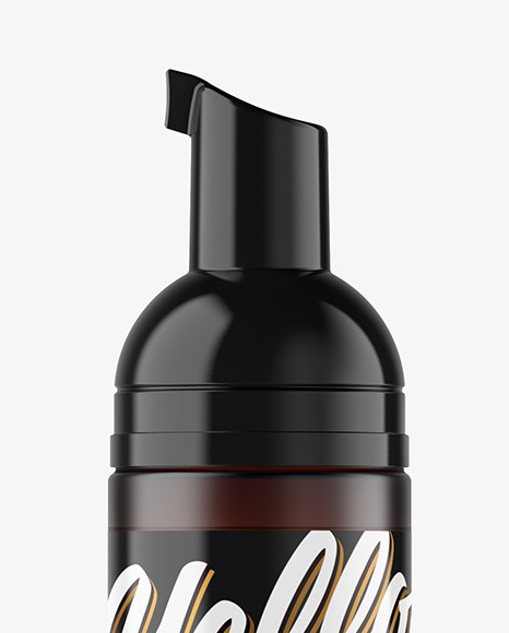 Frosted Amber Cosmetic Bottle with Pump Mockup