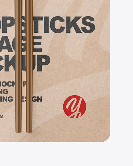 Gloss Chopsticks in Kraft Pack Mockup