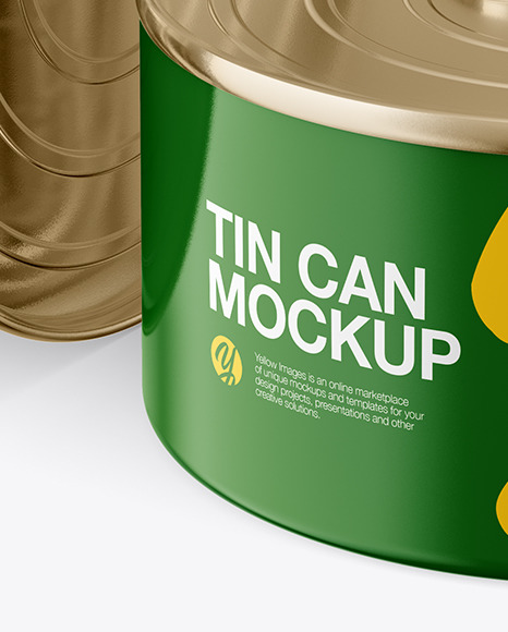 Two Glossy Tin Cans Mockup