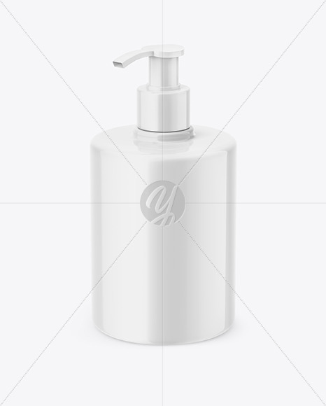 Glossy Liquid Soap Bottle with Pump Mockup