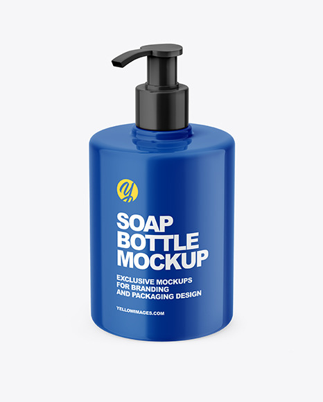 Glossy Liquid Soap Bottle with Pump Mockup - Glossy+Soap+Bottle+Mockup+|+Exclusive+Mockups