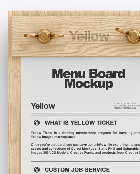 Small Wooden Menu Board Mockup