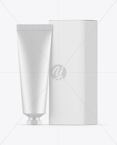 Cosmetic Tube w/ Box Mockup