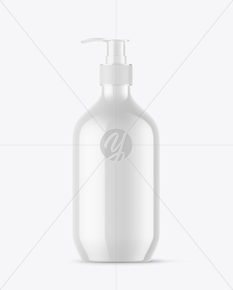 Glossy Liquid Soap Bottle With Pump Mockup