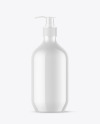 Glossy Liquid Soap Bottle With Pump Mockup