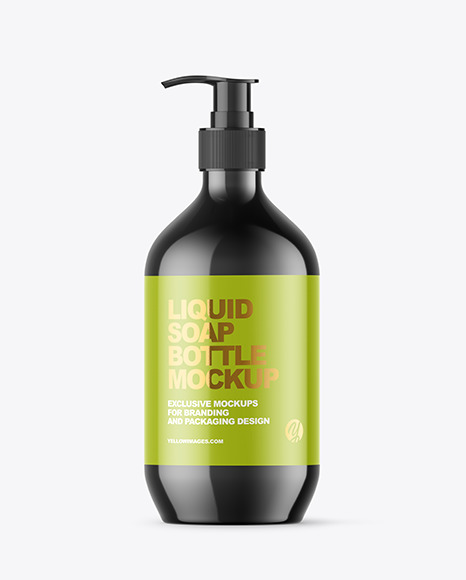 Glossy Liquid Soap Bottle With Pump Mockup - Glossy+Soap+Bottle+Mockup+|+Exclusive+Mockups