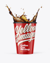 Glossy Paper Coffee Cup w/ Splash Mockup