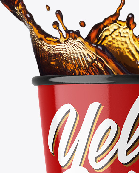 Glossy Paper Coffee Cup w/ Splash Mockup