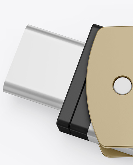 Metallic USB Type C Flash Drive Mockup