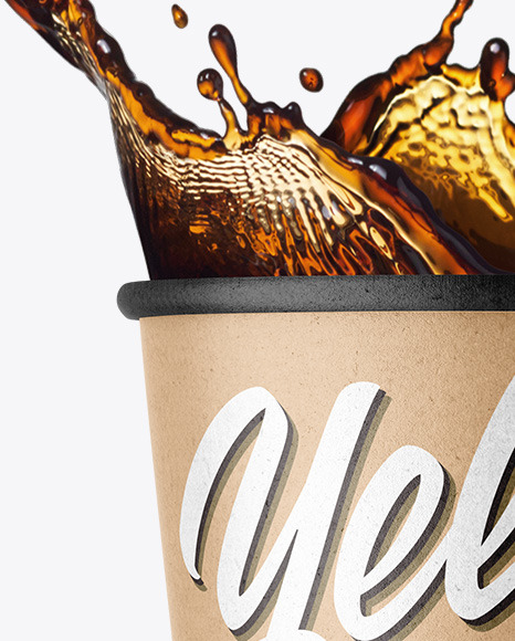 Kraft Coffee Cup w/ Splash Mockup