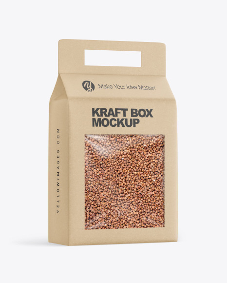 Kraft Box with Buckwheat Mockup