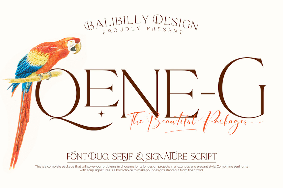 Qene-G Font Duo | Serif &amp; Signature Script