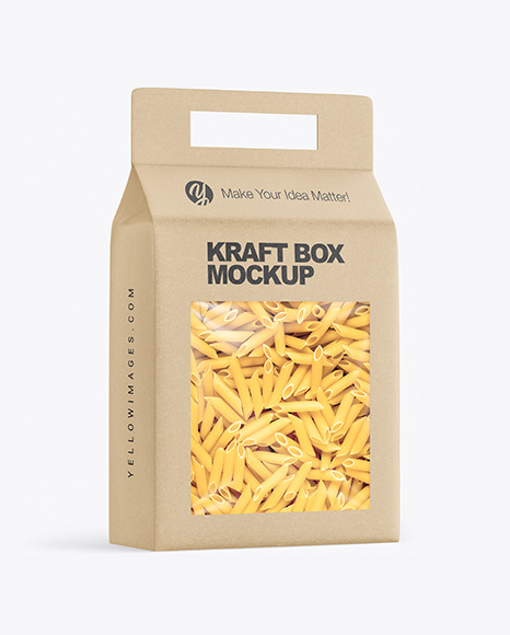 Kraft Box with Penne Pasta Mockup