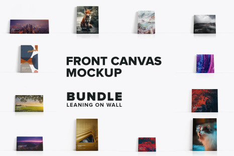 Leaning on Wall Front Canvas Mockup Bundle - Collage art