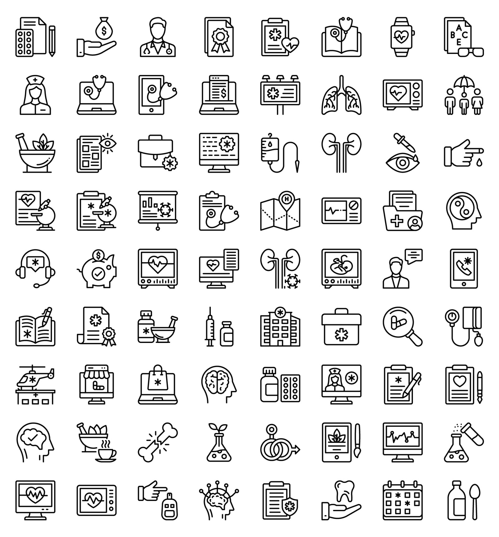 Creative design icons of medical and healthcare Creative design icons of medical and healthcare