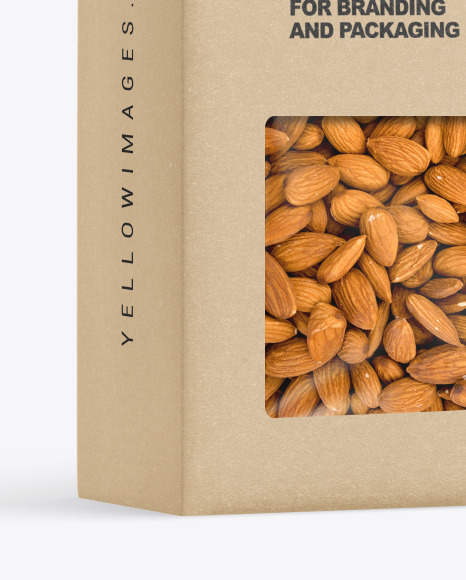 Kraft Box with Almond Nuts Mockup