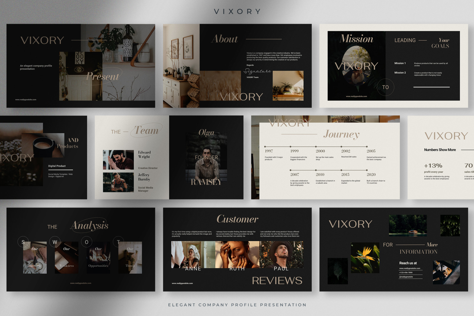 Vixory - Deep Dark Elegant Company Profile Presentation
