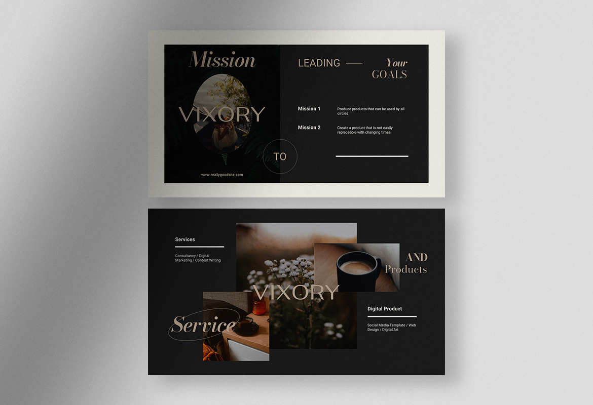 Vixory - Deep Dark Elegant Company Profile Presentation Vixory - Deep Dark Elegant Company Profile Presentation