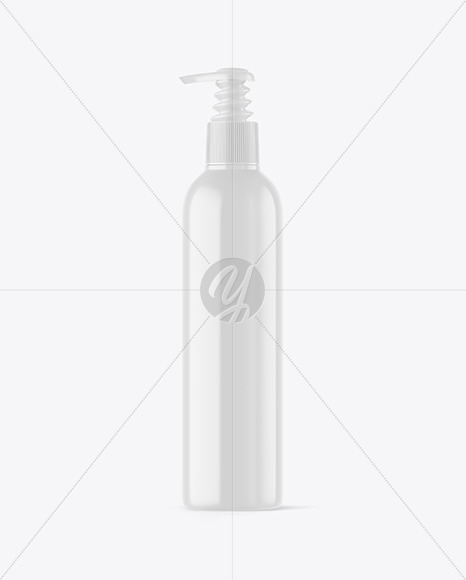 Glossy Cosmetic Bottle with Pump Mockup