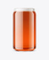 Can Shaped Glass w/ Amber Ale Beer Mockup