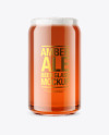 Can Shaped Glass w/ Amber Ale Beer Mockup