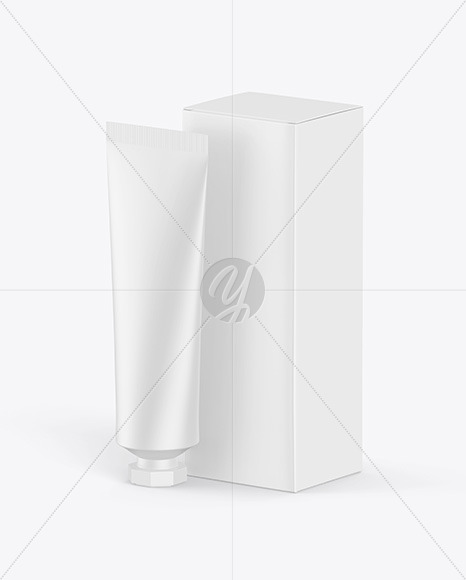 Cosmetic Tube w/ Box Mockup