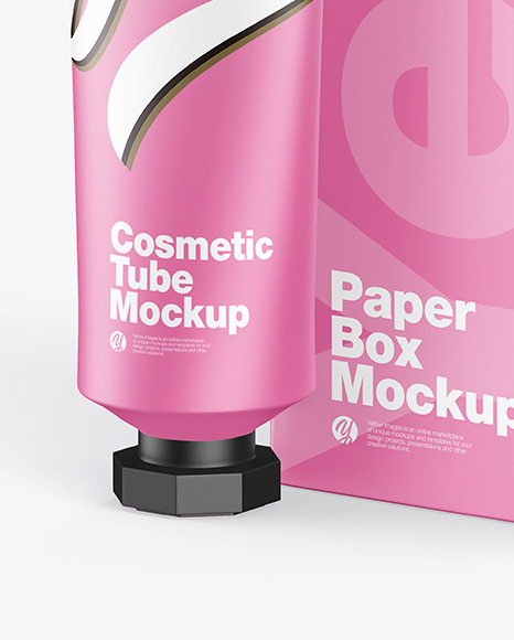 Cosmetic Tube w/ Box Mockup