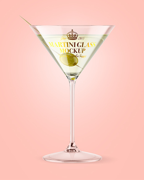 Martini Glass with Olive Mockup